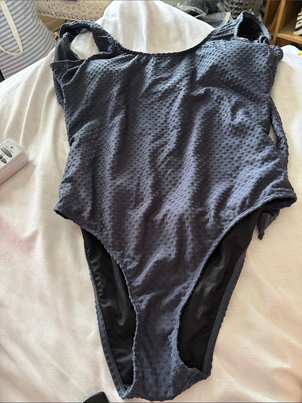 Blue CUPSHE Textured One-Piece Swimsuit - Large